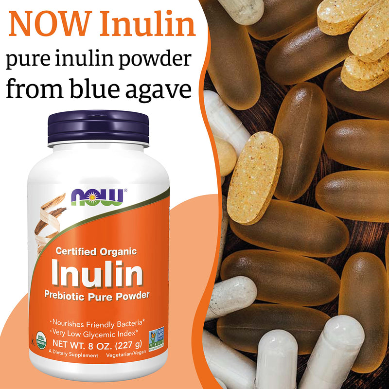 Now Foods, Certified Organic Inulin, High Dose, 227g Vegan Powder, Lab-Tested, Soy Free, Gluten Free, Non GMO, Vegetarian - BeesActive Australia