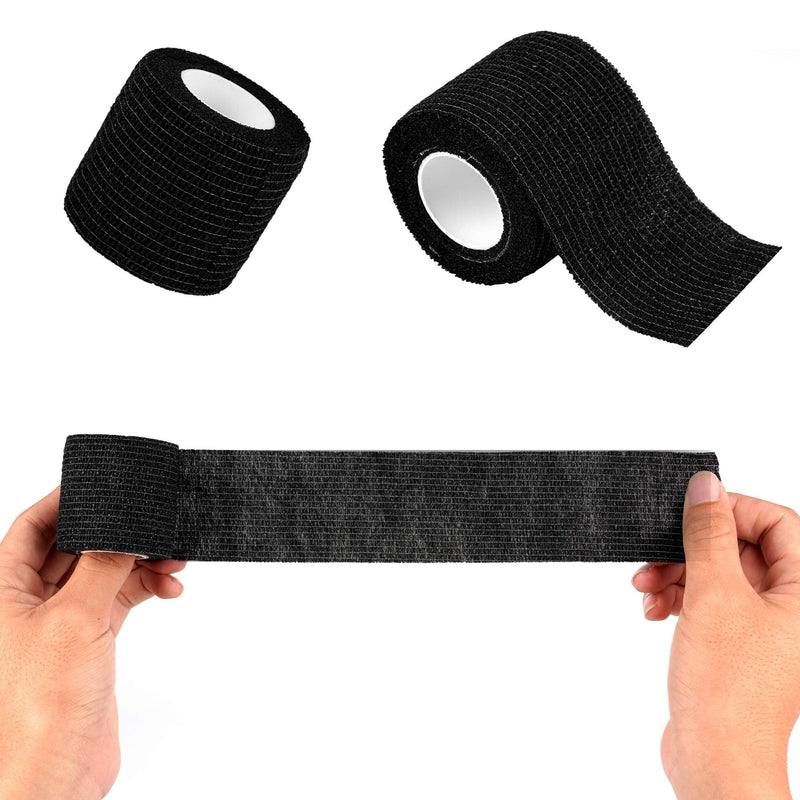 12 Pack Self Adherent Cohesive Wrap Bandages 2 Inches X 5 Yards, First Aid Tape, Elastic Self Adhesive Tape, Athletic, All Sports wrap Tape, Breathable Wound Tape, Bandage Wrap for Wrist, Ankle, Black 12 Count (Pack of 1) - BeesActive Australia