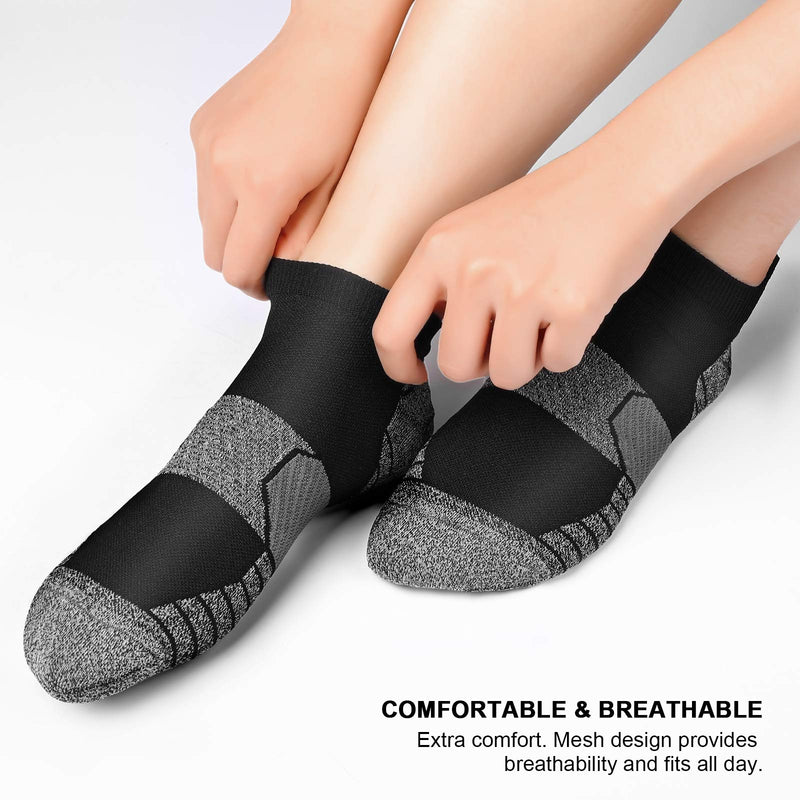 PAPLUS Compression Running Socks Women (6 Pairs), Ankle Athletic Socks Low Cut with Arch Support Black(6 Pairs) Small-Medium - BeesActive Australia