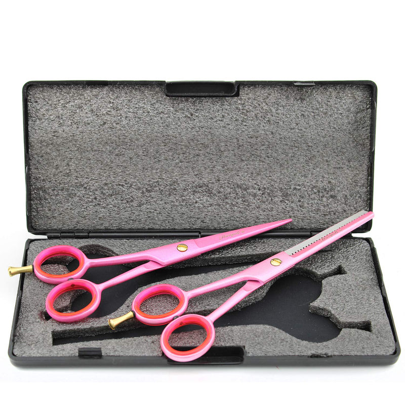 Haryali Left Handed Pink Professional 6 Inch Hairdressing Thinning Barber Scissors Set Hair Cutting Hairdresser Shears Comes in Black Case - BeesActive Australia