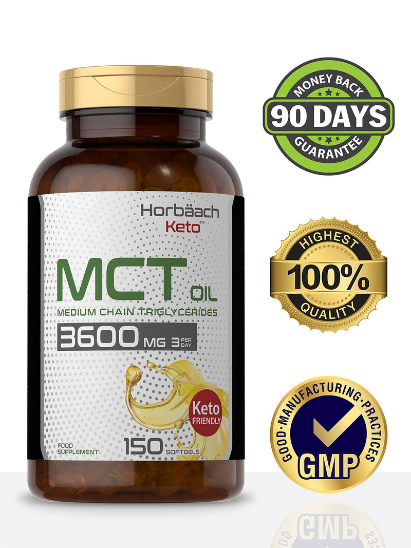 MCT Oil Capsules | 150 Softgels | C8 & C10 MCTs | Keto Diet Supplement | No Artificial Preservatives | by Horbaach - BeesActive Australia