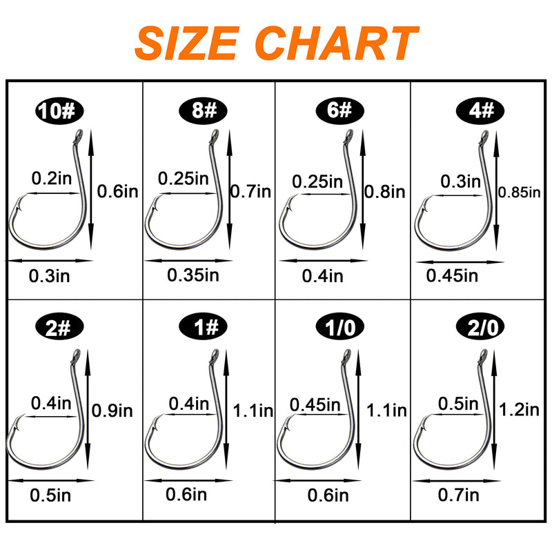 SILANON Circle Hooks Fishing Hooks Tackle - 120pcs 2X Strong Saltwater Fishing Hooks Octopus Circle Hooks Customized Offset Sport Circle Hook for Catfish Bass Size 10-10/0 120pcs 1/0 - BeesActive Australia