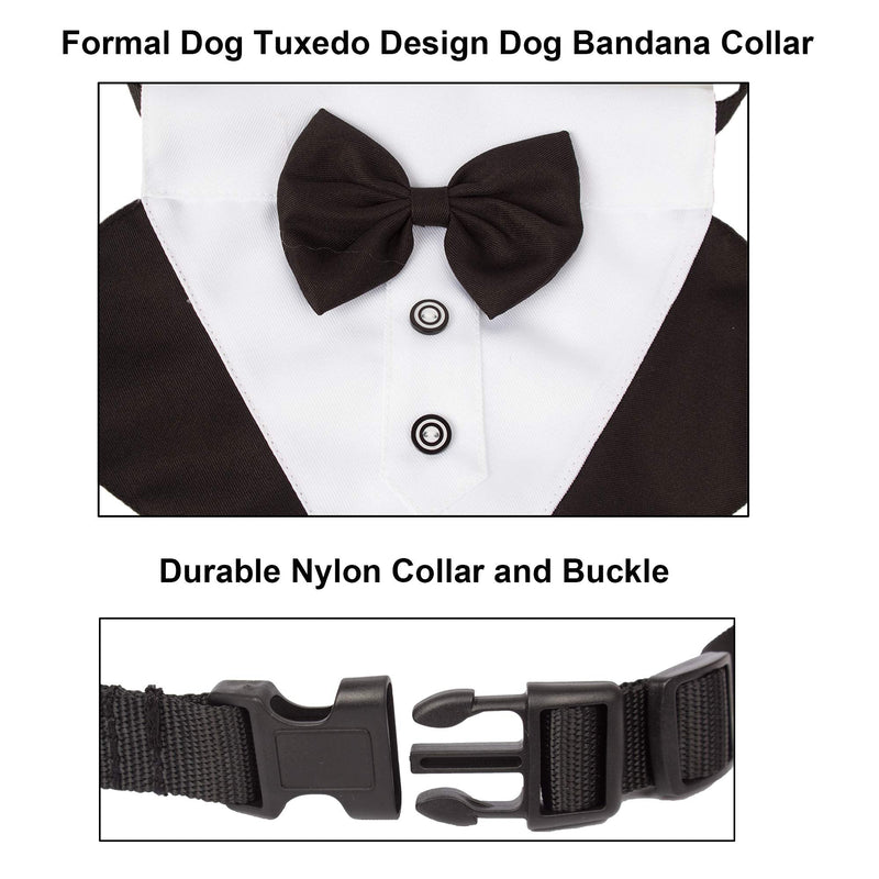 ADOGGYGO Formal Dog Tuxedo Wedding Dog Bandana Collar Dog Collar with Bow Tie Adjustable Dog Bowtie Collar Bandana for Small Medium Large Dog Pet Black - BeesActive Australia