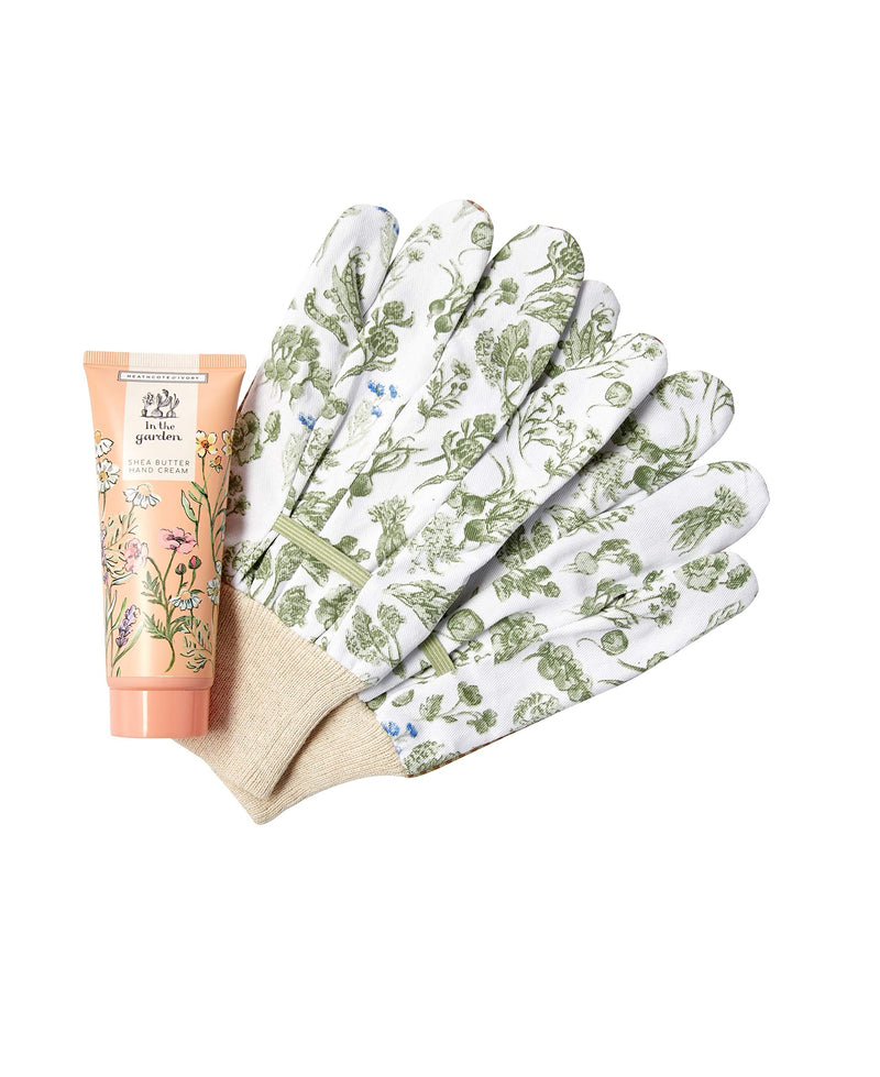 Heathcote & Ivory In The Garden Gardening Gloves Set and Shea Butter Hand Cream Gift Set, 0.227 kg - BeesActive Australia