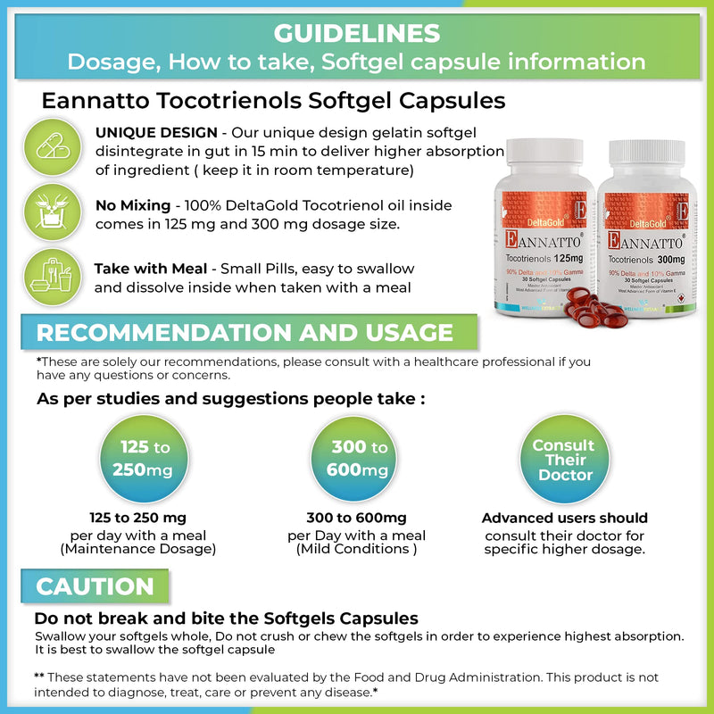 E Annatto Tocotrienols Deltagold 125mg, Vitamin E Tocotrienols Supplements 60 Softgel, Tocopherol Free, Supports Immune Health & Antioxidant Health (90% Delta & 10% Gamma) (Pack of 1) - BeesActive Australia