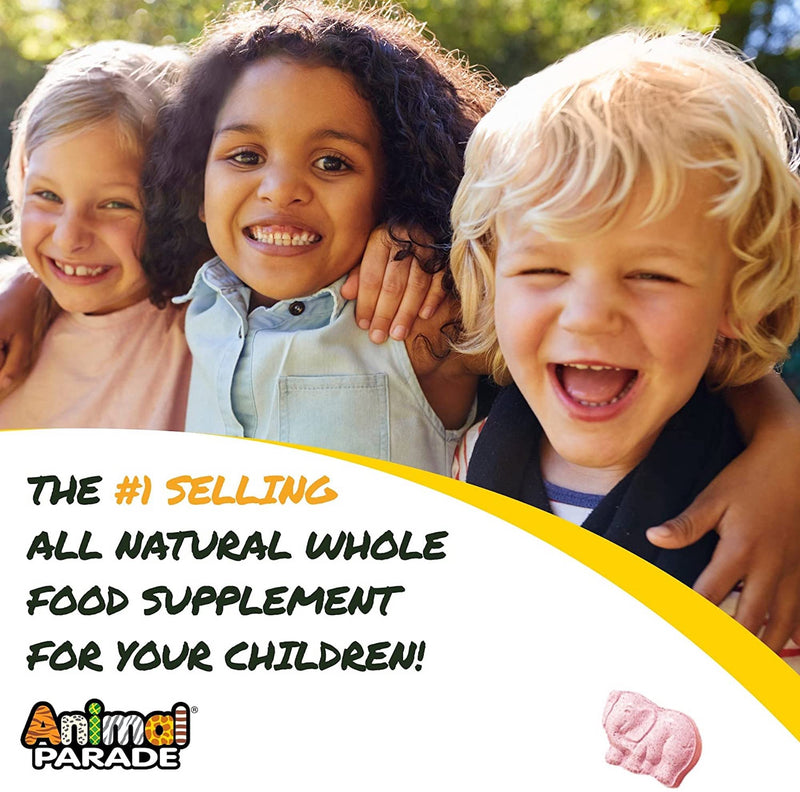 NaturesPlus Animal Parade Children�s Multivitamin - All Natural Fun Animal Shaped Tablets, Orange Flavour - Gluten Free, Vegan - 90 Chewable Tablets - BeesActive Australia