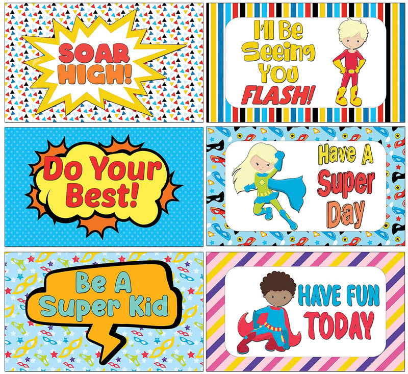 Creanoso Superhero School Lunch Box Notes (30-Cards x 4 Set) – Portable Design Gifts Ideas for Birthday Party Supply for Kids Boys Girls - Homeschooling Classroom Group Activities– DIY Bulk - BeesActive Australia