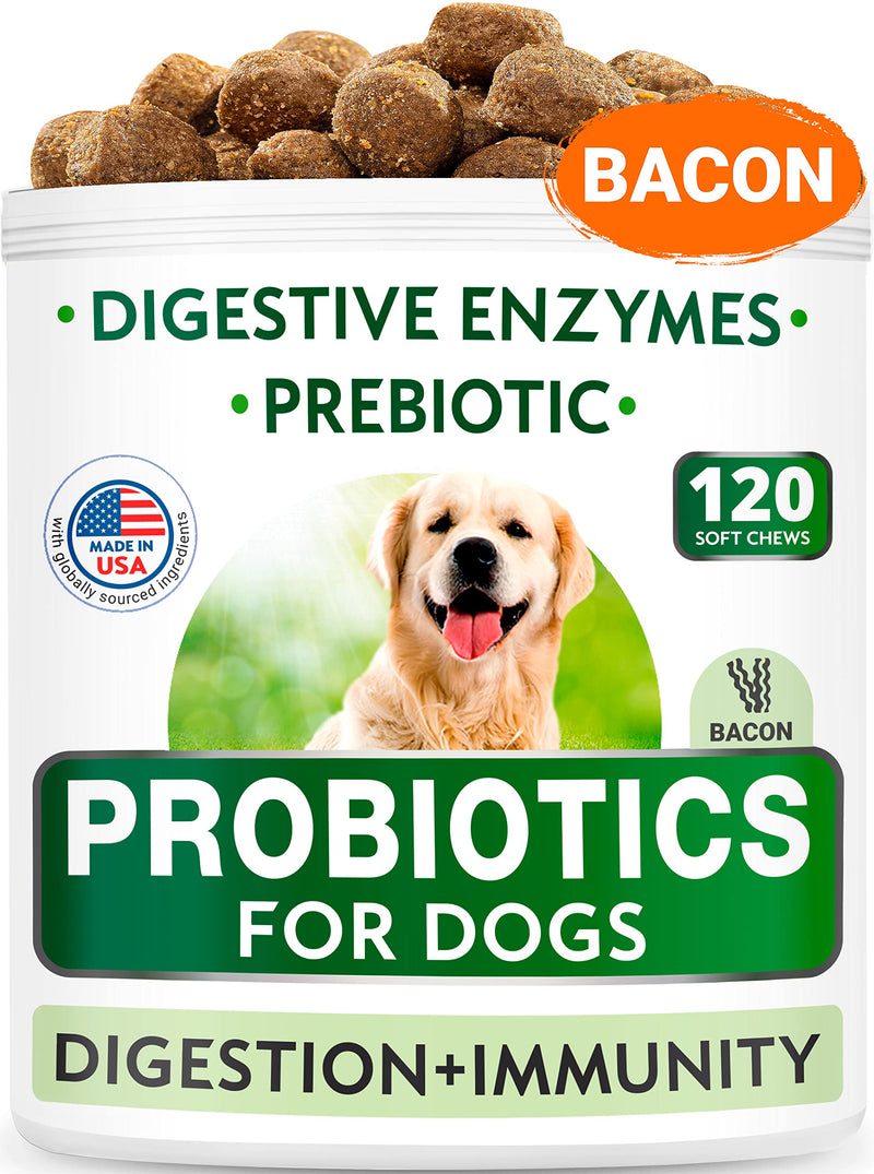 Omega 3 for Dogs + Dog Probiotics Chews Bundle - Itch Relief + Upset Stomach Relief - EPA & DHA Fatty Acids + Enzymes + Prebiotics - Joint Health + Improve Digestion - 120 + 180 Chews - Made in USA - BeesActive Australia