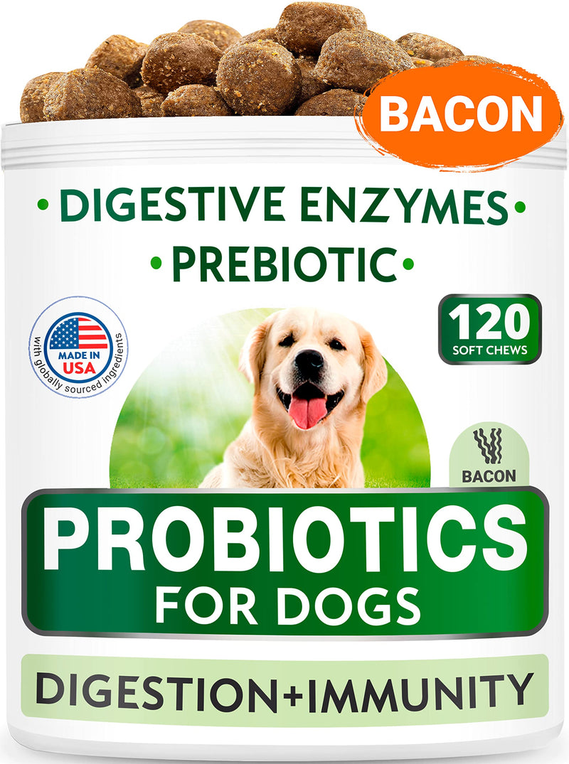 Omega 3 for Dogs + Dog Probiotics Chews Bundle - Itch Relief + Upset Stomach Relief - EPA & DHA Fatty Acids + Enzymes + Prebiotics - Joint Health + Improve Digestion - 120 + 180 Chews - Made in USA - BeesActive Australia