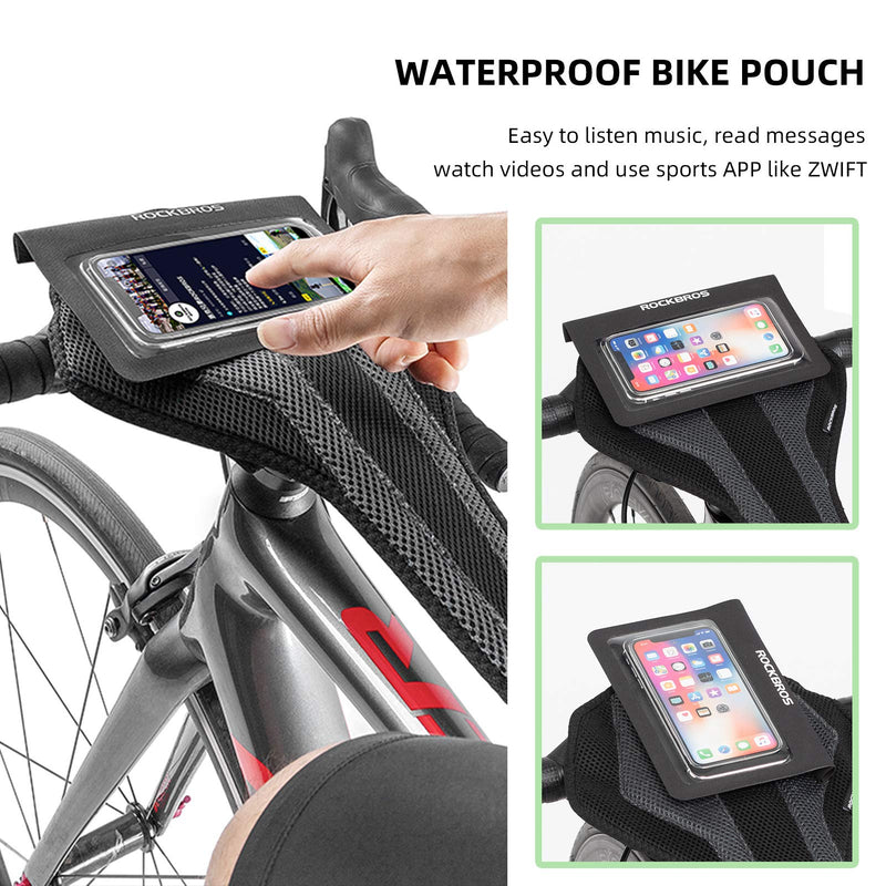 ROCKBROS Bike Sweat Guard Bicycle Trainer Sweat Net with Phone Pouch Bike Sweat Catcher Net Sweat Protector for Indoor Cycling Training Compatible with iPhone 12 11 Phones Below 6.2’’ - BeesActive Australia