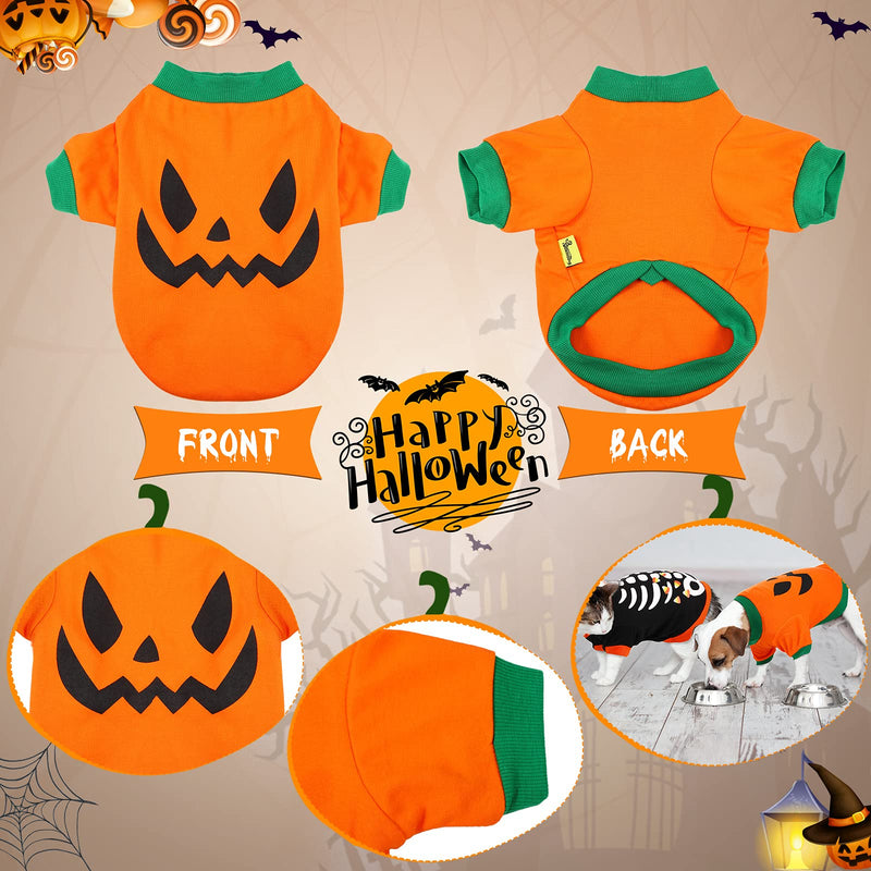 4 Pieces Dog Halloween Shirt Puppy Shirts Pet Clothes Funny Skeleton, Pumpkin Head,Ghost T-Shirt for Small Dogs Cat Halloween Tee Shirt Halloween Cosplay Pet Apparel Medium Size - BeesActive Australia