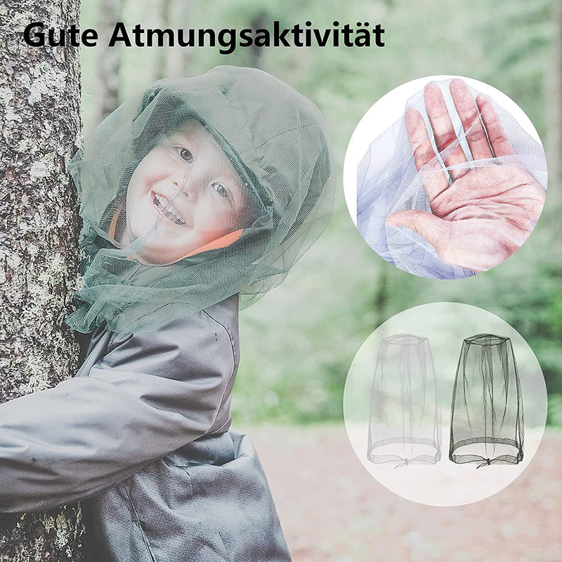 Grantop 2 Pieces Mosquito Head Net, Nylon Face Net Mesh,Mesh Bug Net for Outdoor Hiking Camping Climbing Fishing and Walking Dark Black - BeesActive Australia