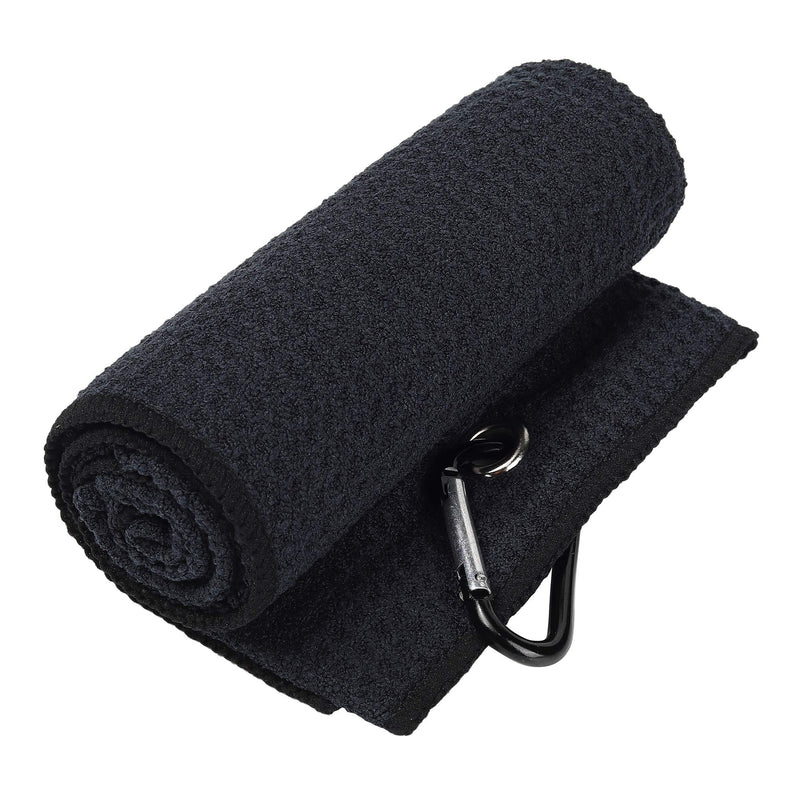 Mile High Life Microfiber Waffle Pattern Tri-fold Golf Towel | Brush Tool Kit with Club Groove Cleaner, Retractable Extension Cord and Clip Black Towel+black Brush - BeesActive Australia
