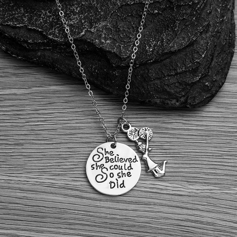 Sportybella Cheer Charm Necklace - Cheer She Believed She Could So She Did Jewelry, for Cheerleaders - BeesActive Australia
