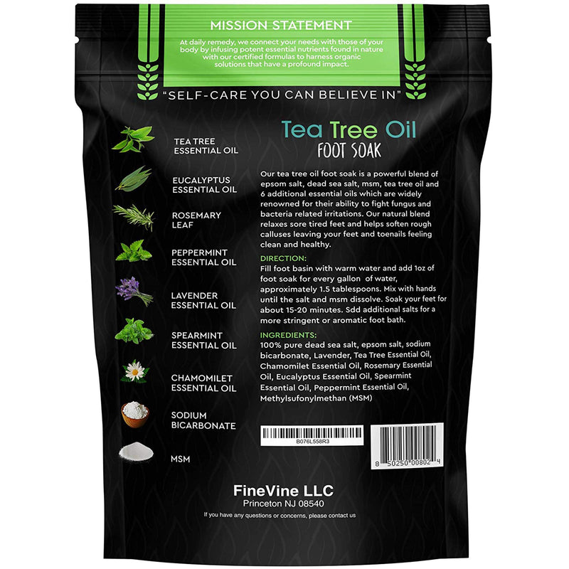 Tea Tree Oil Foot Soak with Epsom Salt - Made in USA - for Toenail Fungus, Athletes Foot, Stubborn Foot Odor Scent, Fungal, Softens Calluses & Soothes Sore Tired Feet - 16 Ounces - BeesActive Australia