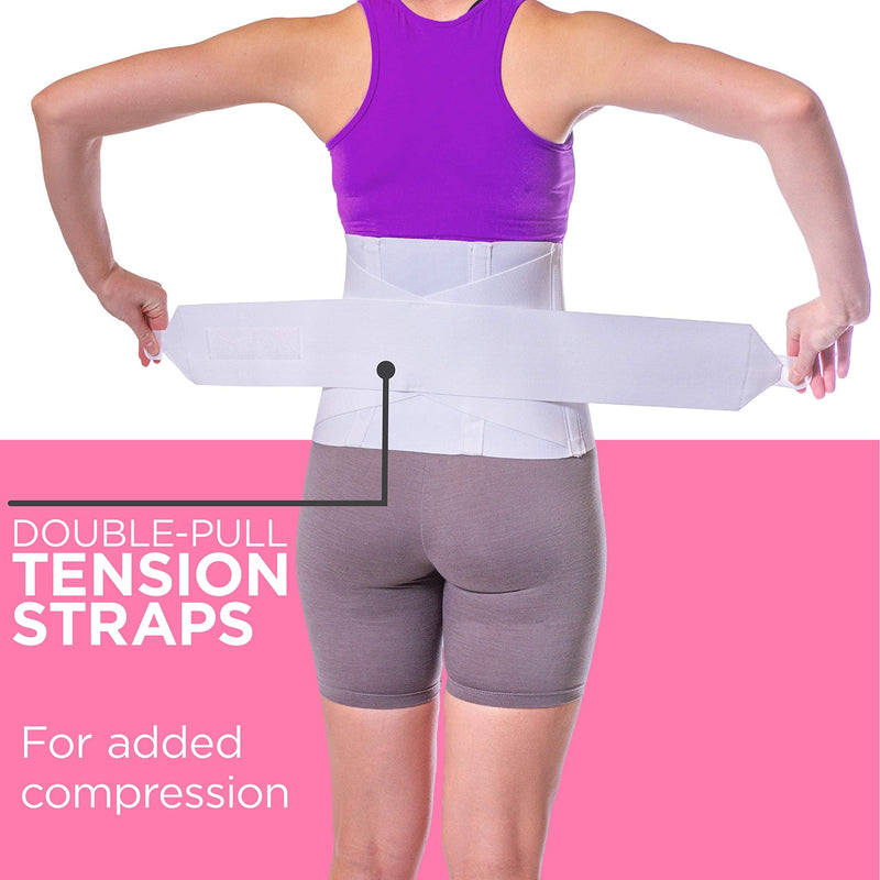 BraceAbility Women's Back Brace for Female Lower Back Pain - Lightweight Soft White Elastic Lumbar Compression Support Belt is Discreet Under Clothes for Ladies, Nurses, Walking (Medium) Medium (Pack of 1) - BeesActive Australia