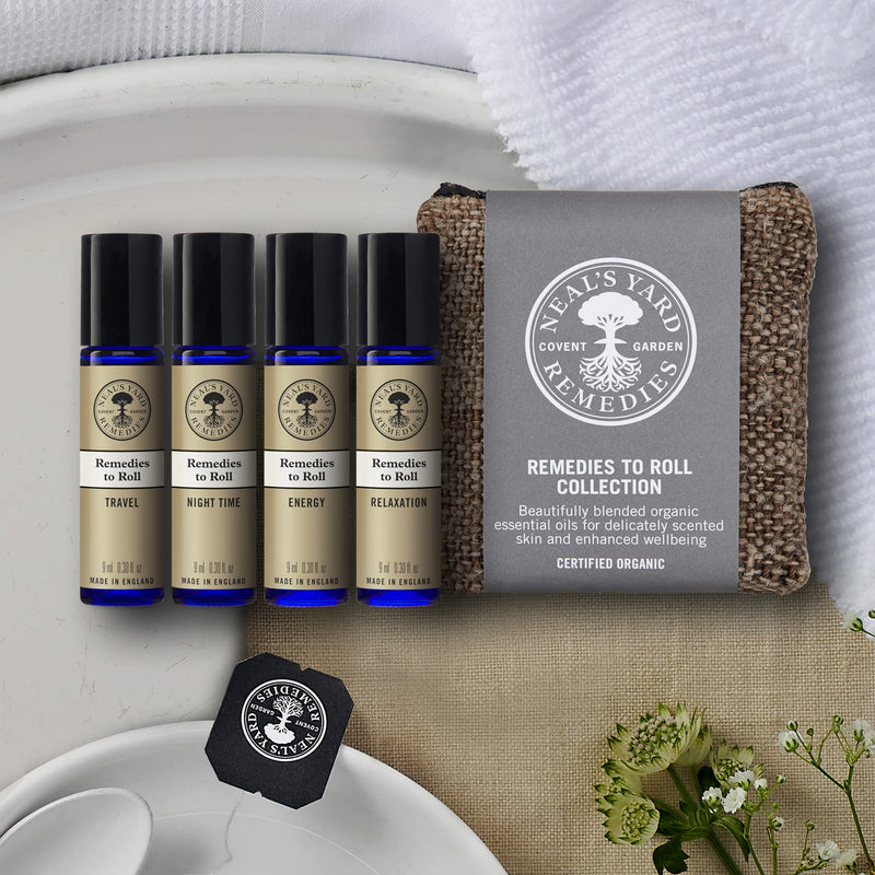 Neal's Yard Remedies | Remedies to Roll Collection | Vegan Organic Oils | Travel, Night Time, Energy, Relaxation | Gift Set For Women| 9ml Each - BeesActive Australia