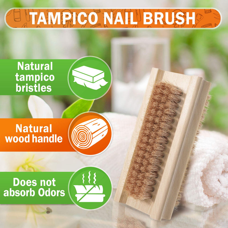 Konex Non-Slip Wooden Two-sided Hand and Nail Brush with Tampico Bristle - BeesActive Australia