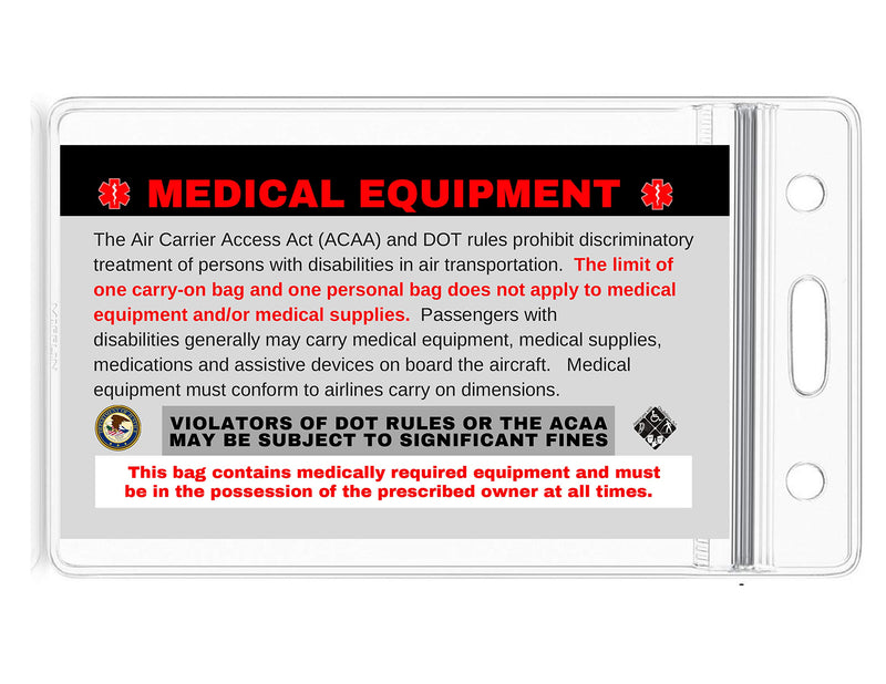 Medical Alert Equipment Luggage Tag - Handle with Care, DOT and ACAA regulations (MELT-112) Quantity (2) 2 - BeesActive Australia