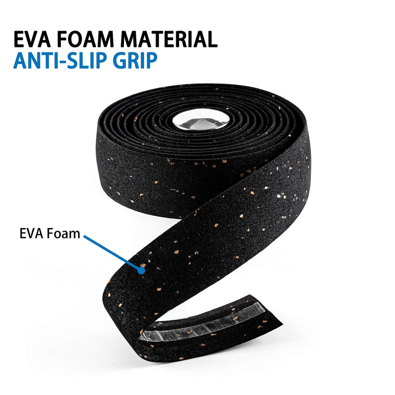 Bike Handlebar Tapes, Cork Bike Handlebar Tape, Bicycle Bar Tape, Cycling Handle Wraps, Road Bike Handlebar Tape (Black/Wood Color) - BeesActive Australia