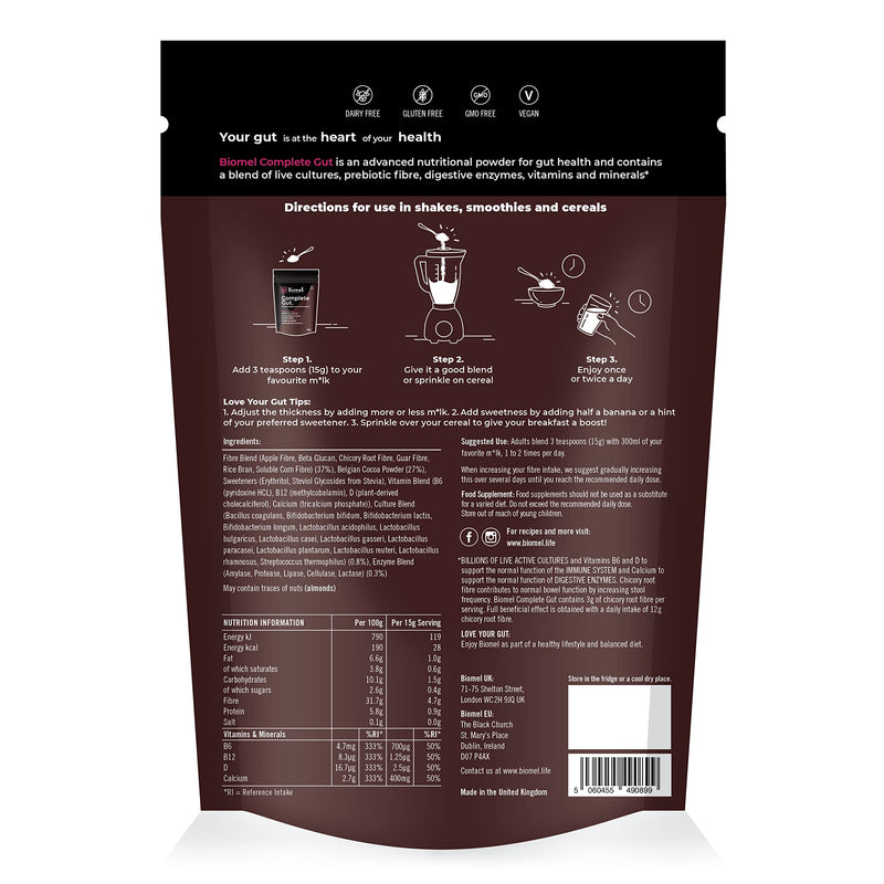 Biomel Complete Gut | Probiotic + Prebiotic | 30 Servings (Belgian Chocolate) Belgian Chocolate - BeesActive Australia
