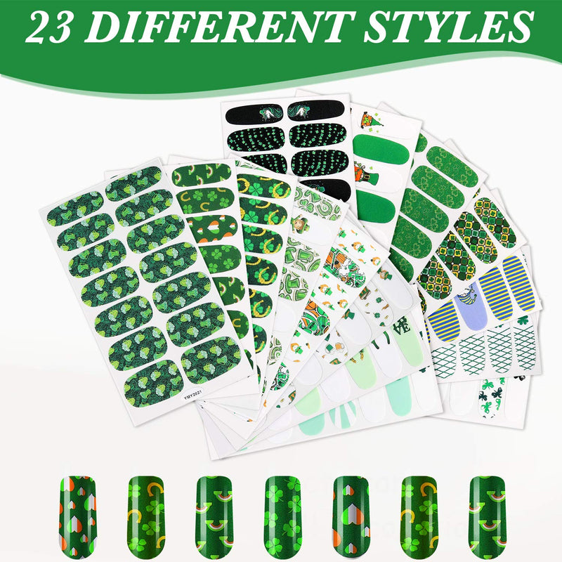 23 Sheets St Patrick's Day Nail Wraps Full Nail Art Polish Stickers Self-Adhesive Nail Art Decals Strips with Nail File for St Patrick's Women Girls Manicure DIY - BeesActive Australia