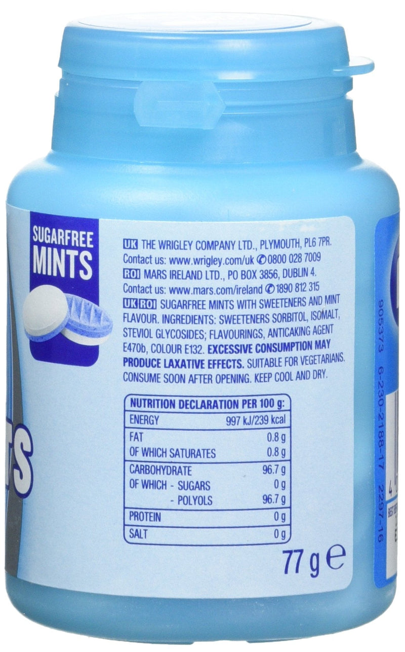 Wrigley Extra Peppermint Sugarfree Mints, 77 g, 70-Piece, Pack of 6 70 Count (Pack of 6) - BeesActive Australia