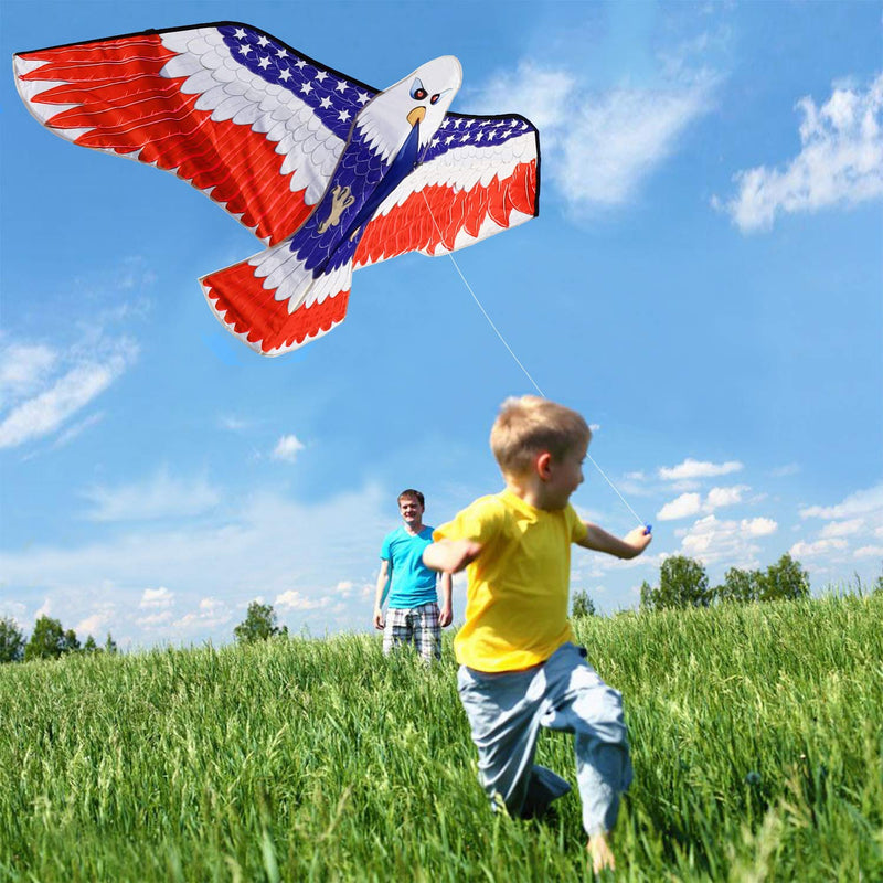 HONBO Huge Patriotic Eagle Kites for Adults and Kids,Easy to Fly for Beach Trip, Outdoor Activities-Wingspan 73”-200ft Line with Swivel-Bonus Durable Polyester Bag - BeesActive Australia