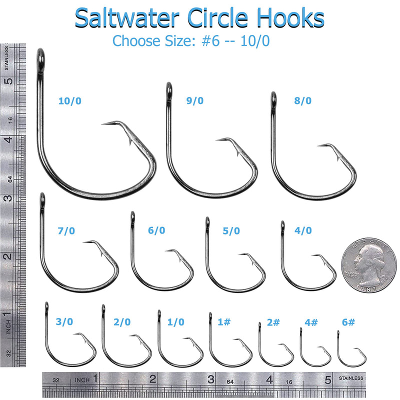 Saltwater Circle Fishing Hooks, 100-200pcs Catfish Hooks Octopus J Hooks High Carbon Steel Offset Fish Hooks for Striped Bass Freshwater Saltwater Fishing 4#(100pcs per pack) - BeesActive Australia