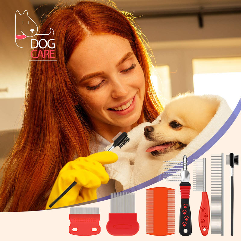 7 Pieces Tear Stain Remover Comb Set Include Dematting Comb Double-sided Dog Eye Comb Flea Lice Combs Stainless Steel Grooming Comb Multipurpose Tools for Pet Cat Dogs Removing Crust and Mucus - BeesActive Australia