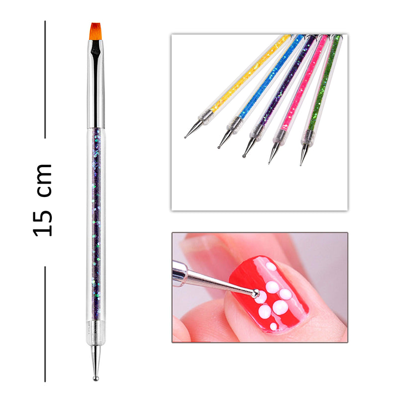 Kare & Kind Nail Art Design Dotting Painting Drawing Polish Brush 20pcs - Nail Art Accessories - 15x Nail Art Brushes, 5x Double-Ended Nail Art Brush Pens - Acrylic Nail Styling Brush and Dotting Tip - BeesActive Australia