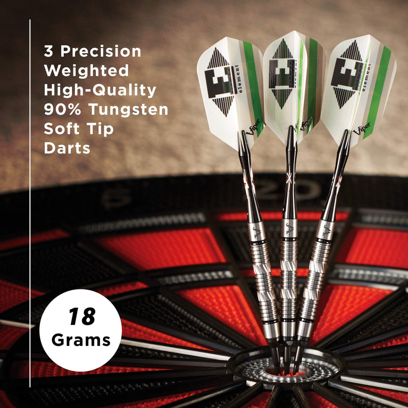[AUSTRALIA] - Viper Element 90% Tungsten Soft Tip Darts with Storage/Travel Case, 18 Grams Ringed 
