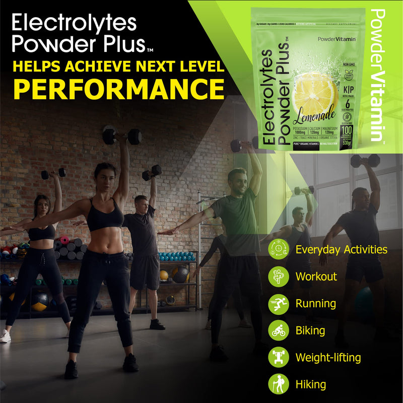 PowderVitamin Electrolytes Powder Plus Keto, Lemonade (100 Servings) 0 Sugar, No Maltodextrin,1000mg Potassium,120mg Calcium,120mg Magnesium,Organic Vitamin C,Zero Calories, Energy Hydration Powder - BeesActive Australia