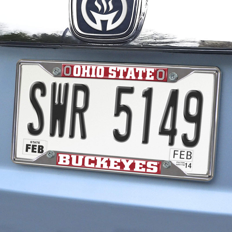 FANMATS NCAA Womens License Plate Frame Ohio State University 6.25"x12.25" chrome - BeesActive Australia