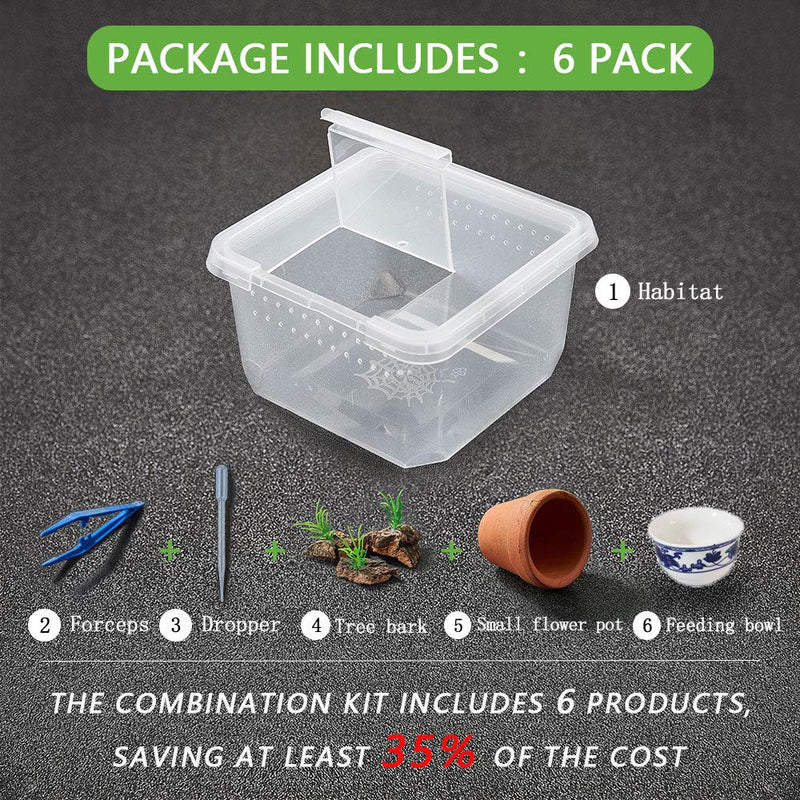 PETLAOO Critter Keeper，Mini Insect Carrier, Portable, Ventilated, Enough Viewing Space, with 5 Accessories, Suitable for Spiders, Geckos, Cockroaches, Snails, Hermit Crabs Flowerpot - BeesActive Australia