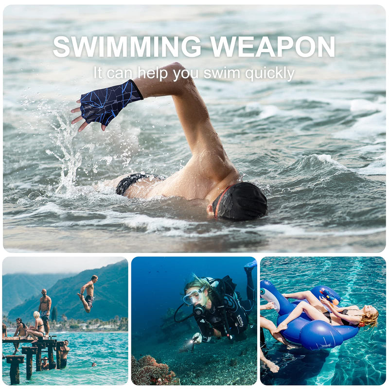 DEPHNES Nylon Swimming Gloves Aquatic Swimming Webbed Gloves Water Training Hand Webbed Hands Webbed Flippers Swim Gear Gloves Fit Aquatic Training Swim Costume Dive Hand Equipment Large - BeesActive Australia