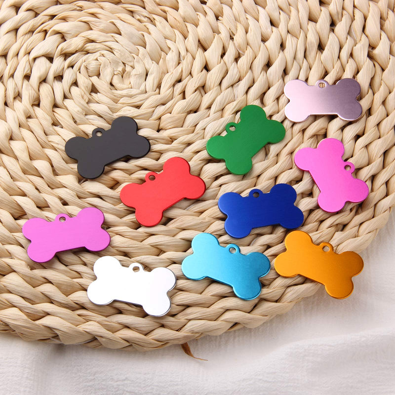yiwoo 30 PCS Pet ID Tag Bone Shape, Aluminum Alloy for Dogs and Cats Pet ID Tag(38mm) - BeesActive Australia