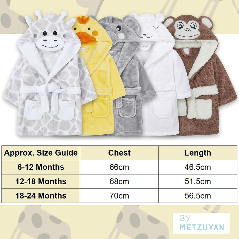 Metzuyan Baby Girls & Boys Animal Themed Plush Fleece Unisex Dressing Gown Robe 0-6 Months Duck - BeesActive Australia