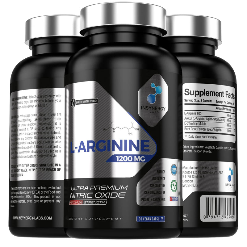 Ultra Premium L Arginine Nitric Oxide Supplement (4X Forms) with L Citrulline + Beetroot + AAKG | The UK’s No1 L-Arginine Supplements Workout, Endurance & Performance L-Citrulline 90 Vegan Capsules - BeesActive Australia