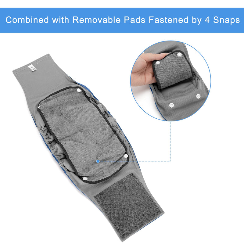 Teamoy Belly Bands for Male Dogs with Removable Pads, Reusable Washable Puppy Dog Diaper Wraps (Pack of 3) L1 (Pack of 3) Black+Gray+Dark Blue(Gray Lining) - BeesActive Australia