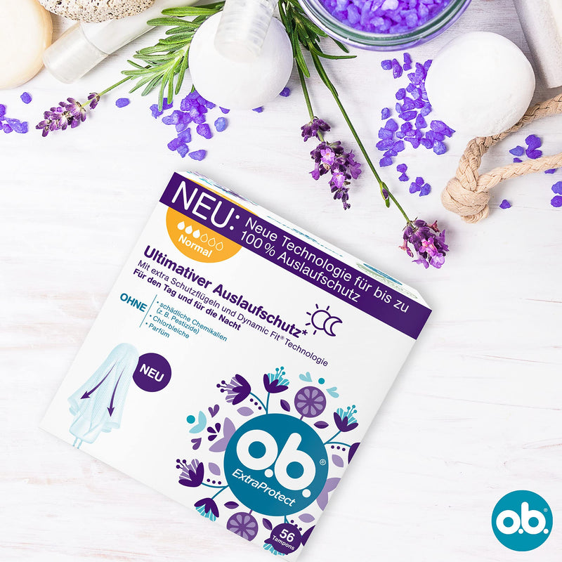 o.b. Tampon ExtraProtect Normal, for Medium to Stronger Days, Ultimate Leak Protection*, (Pack of 56) - BeesActive Australia
