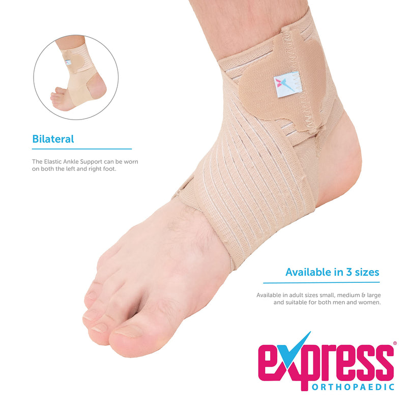 Express Orthopaedic® - Medically Approved Ankle Brace Tendonitis, Plantar Fasciitis Support for Sprained Ankle Figure-Of-8 Strap, Pain Relief, Compression, Support Unisex (Large (Ankle Circ. 23-26cm)) Large (Ankle Circ. 23-26cm) - BeesActive Australia