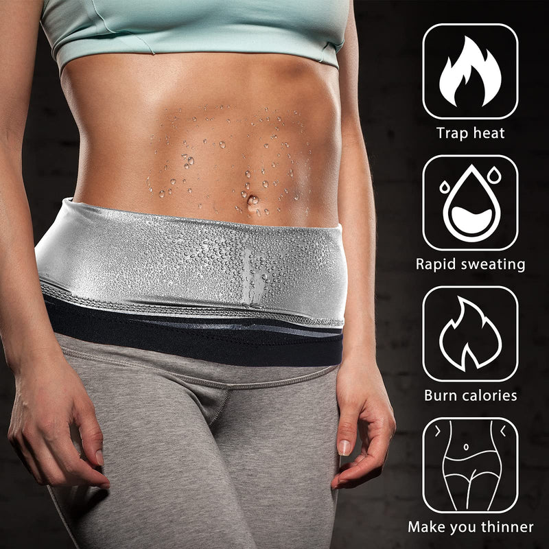 Waist Trimmer Sweat Waist Trainer Wrap Stomach Wraps for Women Bodybuilding Silver Inner Small - BeesActive Australia