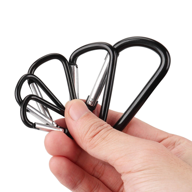 SWATOM Aluminum Carabiner Clip Snap Hook Keyring 1.6/1.8/2.2/2.5/2.8 Inch Carabiners Keychains Black(10P/20P) 1.6 Inch - BeesActive Australia