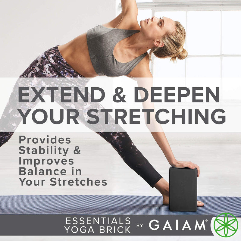 Gaiam Essentials Yoga Brick | Sold as Single Block | EVA Foam Block Accessories for Yoga Black - BeesActive Australia