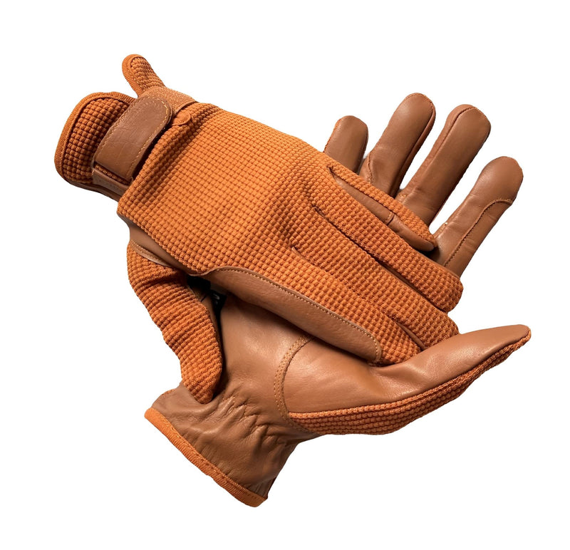 Ladies Horse Riding Women's Gloves Equestrian Real Leather & Cotton Premium Quality in TAN Large - BeesActive Australia