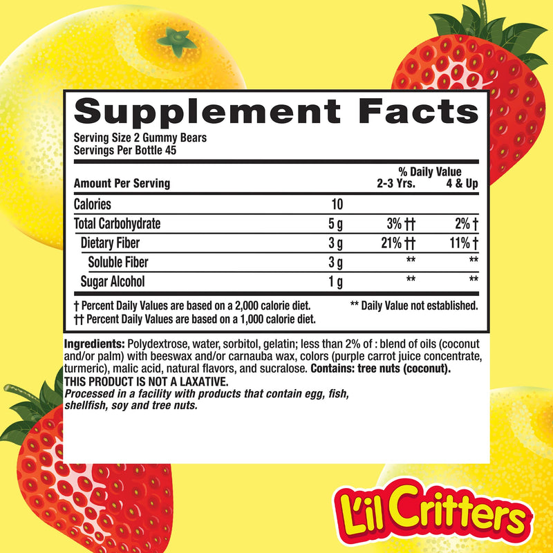 L'il Critters Kids Fiber Gummy Bears Supplement, 90 Count 90 Count (Pack of 1) - BeesActive Australia