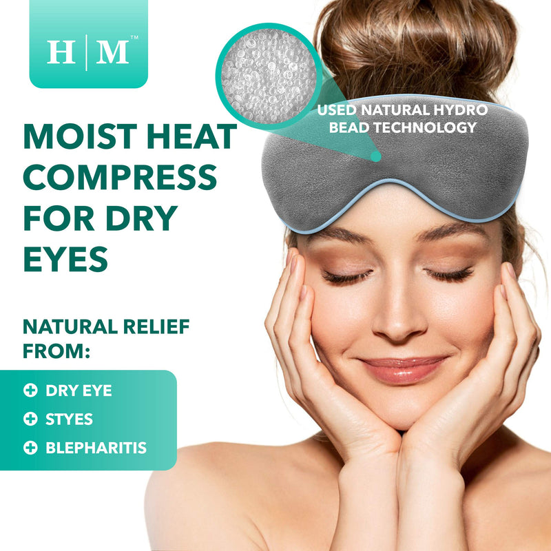 Heated Eye Mask For Dry Eyes - Microwave Activated Warm Eye Compress Treats Blepharitis & Styes - Our Plush, Warm Compress for Eyes Includes a Adjustable Strap & Pouch For Your Dry Eye Mask - HM Mask - BeesActive Australia