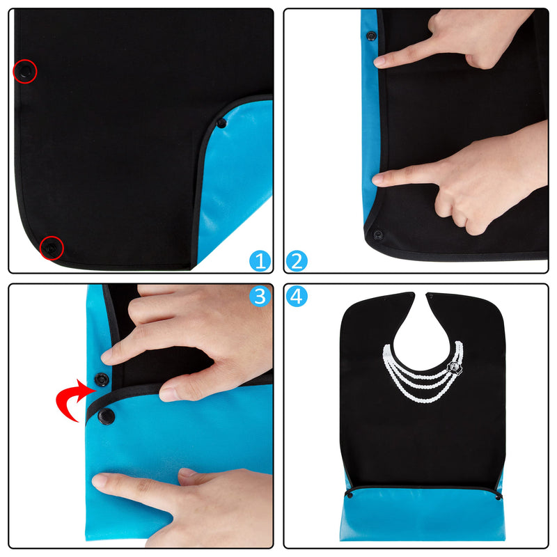 Heveer Bib for Adults Waterproof Bib with Crumb Compartment Press Studs for Seniors Women Men Black Pearl Chain Pattern - BeesActive Australia