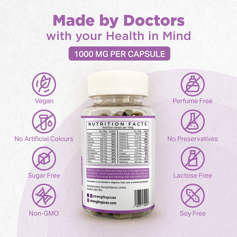 Strength & Spices Memory Booster, Memory and Focus Supplement with Ginkgo Biloba and 22 Super Ingredients, Plant-Based Brain Supplement for Improved Mood, Clarity, and Alertness, 1000mg, 60 Capsules - BeesActive Australia